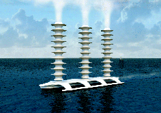 Picture of ship discharging water vapour.